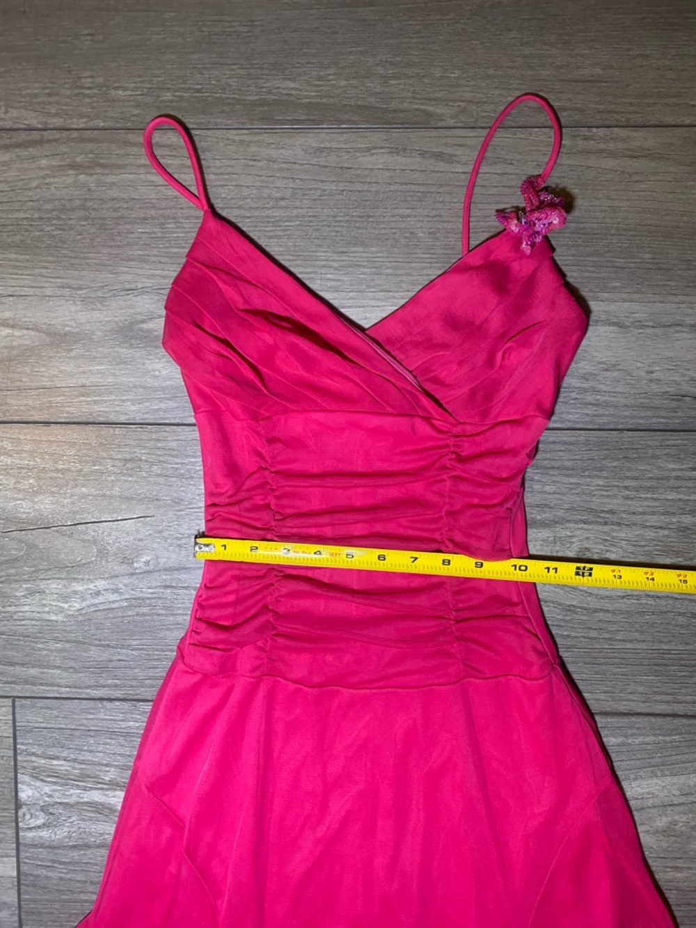 EUC True Vintage Y2K 1990s/2000s Bright Pink Spaghetti Strap Fairy Formal Dress - Picture 2 of 7